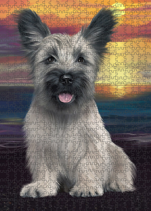 Sunset Skye Terrier Dog Portrait Jigsaw Puzzle for Adults Animal Interlocking Puzzle Game Unique Gift for Dog Lover's with Metal Tin Box PZL144