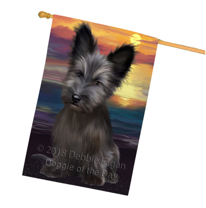 Sunset Skye Terrier Dog House Flag FLG65201