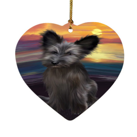 Sunset Skye Terrier Dog Heart Christmas Ornament HPOR58051