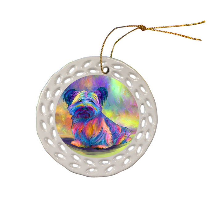 Paradise Wave Skye Terrier Dog Ceramic Doily Ornament DPOR57093