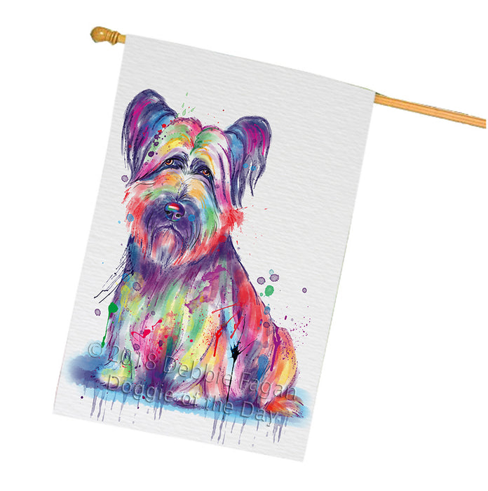 Watercolor Skye Terrier Dog House Flag FLG65131