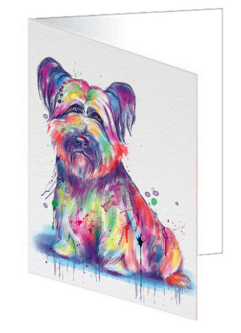 Watercolor Skye Terrier Dog Handmade Artwork Assorted Pets Greeting Cards and Note Cards with Envelopes for All Occasions and Holiday Seasons GCD76835
