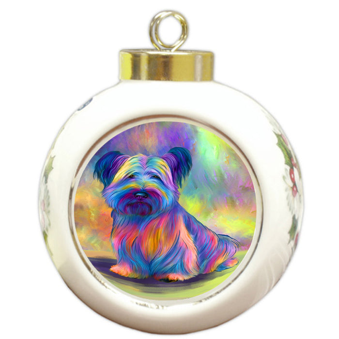 Paradise Wave Skye Terrier Dog Round Ball Christmas Ornament RBPOR57093