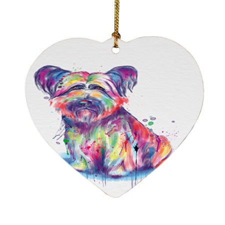 Watercolor Skye Terrier Dog Heart Christmas Ornament HPOR57402