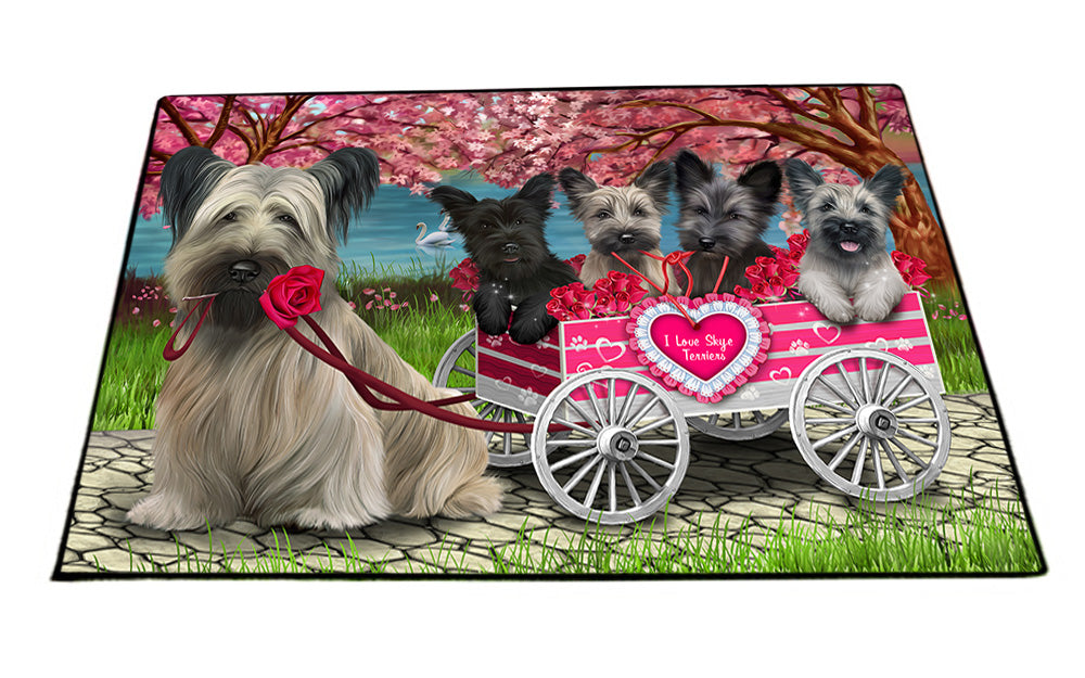 I Love Skye Terrier Dogs in a Cart Floormat FLMS54275