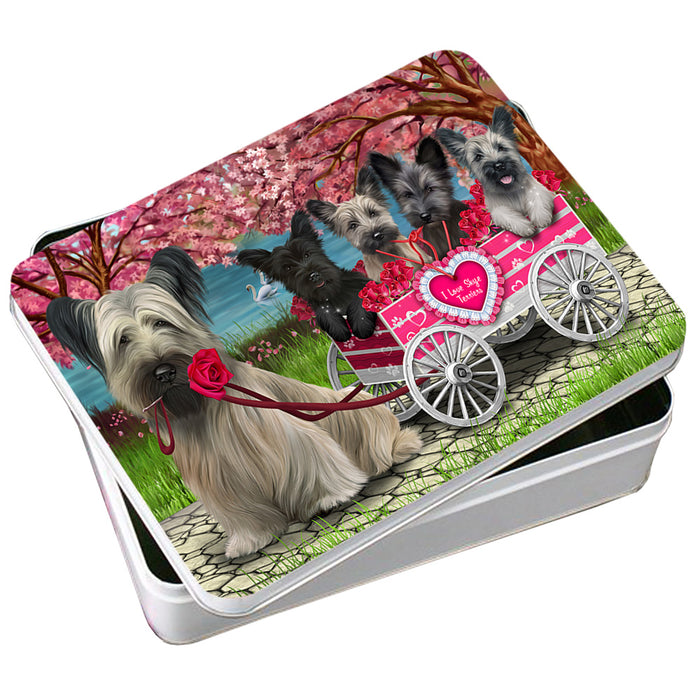 I Love Skye Terrier Dogs in a Cart Photo Storage Tin PITN57064
