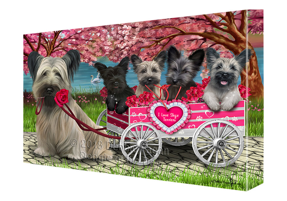 I Love Skye Terrier Dogs in a Cart Canvas Print Wall Art Décor CVS136529