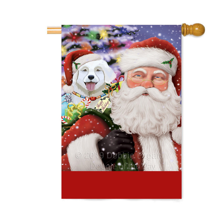Personalized Santa Carrying Slovensky Cuvac Dog and Christmas Presents Custom House Flag FLG-DOTD-A63529