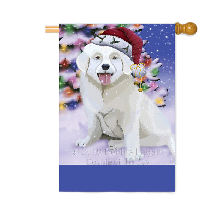Personalized Winterland Wonderland Slovensky Cuvac Dog In Christmas Holiday Scenic Background Custom House Flag FLG-DOTD-A61463