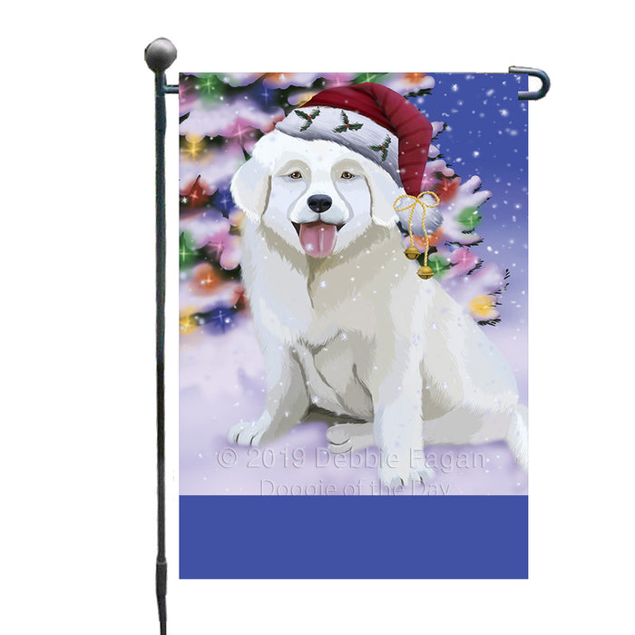 Personalized Winterland Wonderland Slovensky Cuvac Dog In Christmas Holiday Scenic Background Custom Garden Flags GFLG-DOTD-A61407