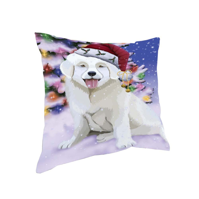 Winterland Wonderland Slovensky Cuvac Dog In Christmas Holiday Scenic Background Pillow PIL71852