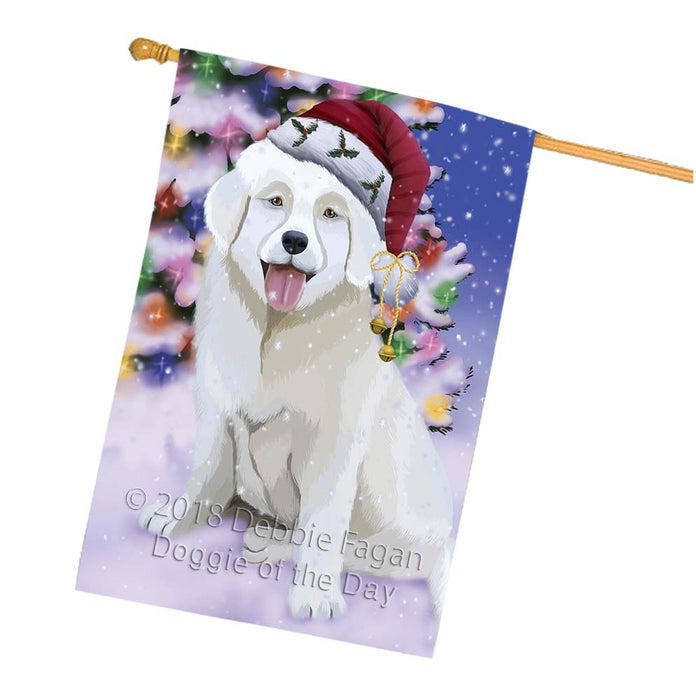Winterland Wonderland Slovensky Cuvac Dog In Christmas Holiday Scenic Background House Flag FLG56160