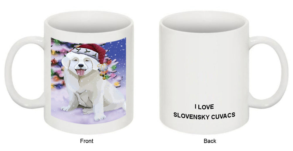 Winterland Wonderland Slovensky Cuvac Dog In Christmas Holiday Scenic Background Coffee Mug MUG51129