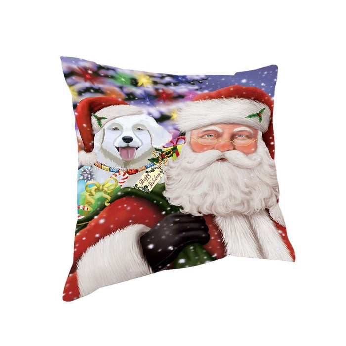 Santa Carrying Slovensky Cuvac Dog and Christmas Presents Pillow PIL71064