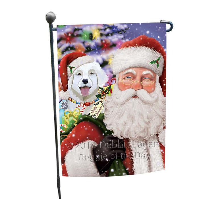 Santa Carrying Slovensky Cuvac Dog and Christmas Presents