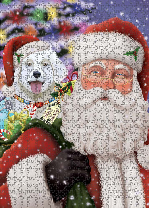 Santa Carrying Slovensky Cuvac Dog and Christmas Presents Puzzle with Photo Tin PUZL90340