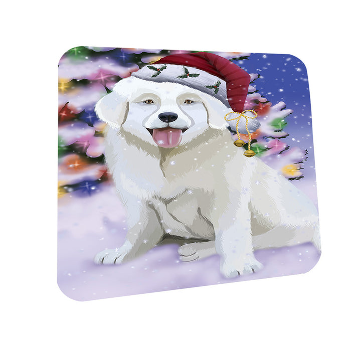 Winterland Wonderland Slovensky Cuvac Dog In Christmas Holiday Scenic Background Coasters Set of 4 CST55689