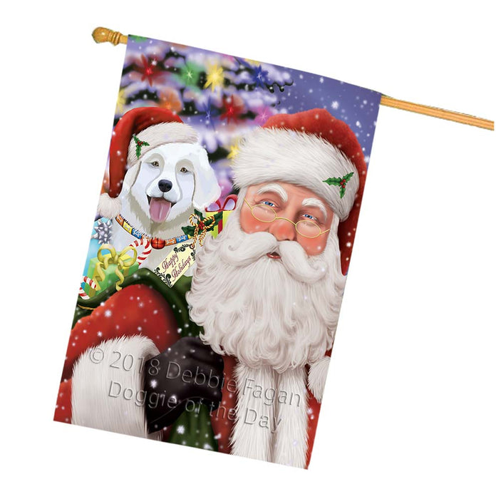 Santa Carrying Slovensky Cuvac Dog and Christmas Presents House Flag FLG55963