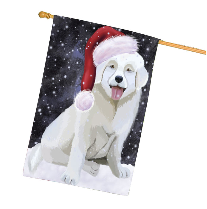 Christmas Let it Snow Slovensky Cuvac Dog House Flag Outdoor Decorative Double Sided Pet Portrait Weather Resistant Premium Quality Animal Printed Home Decorative Flags 100% Polyester FLG67918