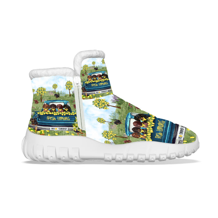 Country Fresh Lemons Dachshund Dogs Snow Boots