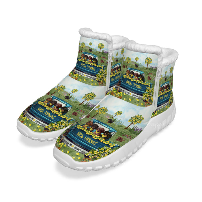 Country Fresh Lemons Dachshund Dogs Snow Boots