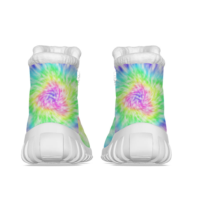 Personalized Women's Zip-up Snow Boots Custom Rainbow Tie Dye Add Your Photo All Over Print