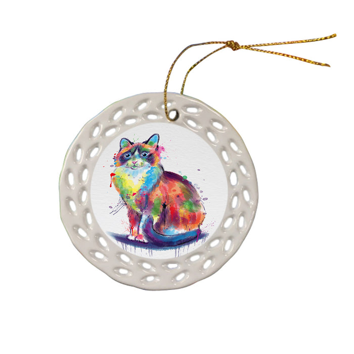 Watercolor Snowshoe Cat Doily Ornament DPOR58153