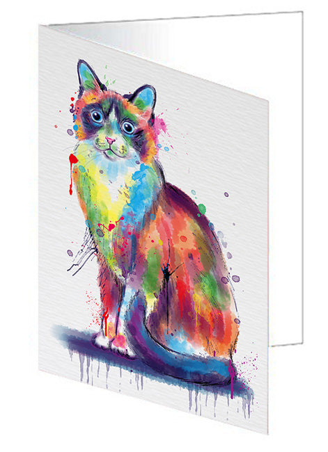Watercolor Snowshoe Cat Handmade Artwork Assorted Pets Greeting Cards and Note Cards with Envelopes for All Occasions and Holiday Seasons GCD79133