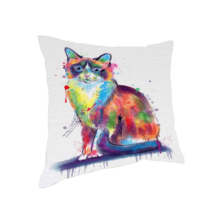 Watercolor Snowshoe Cat Pillow with Top Quality High-Resolution Images - Ultra Soft Pet Pillows for Sleeping - Reversible & Comfort - Ideal Gift for Dog Lover - Cushion for Sofa Couch Bed - 100% Polyester