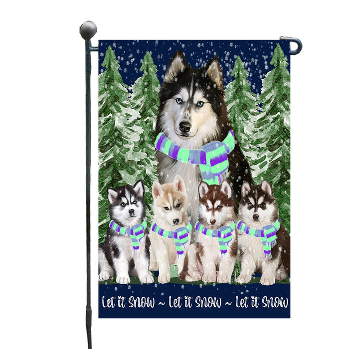 Snowy Pine Trees Siberian Husky Dogs Garden Flags - Outdoor Double Sided Garden Yard Porch Lawn Spring Decorative Vertical Home Flags 12 1/2"w x 18"h