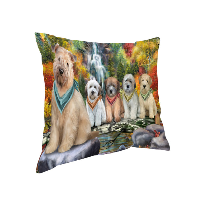 Scenic Waterfall Soft-Coated Wheaten Terriers Dog Pillow PIL56796