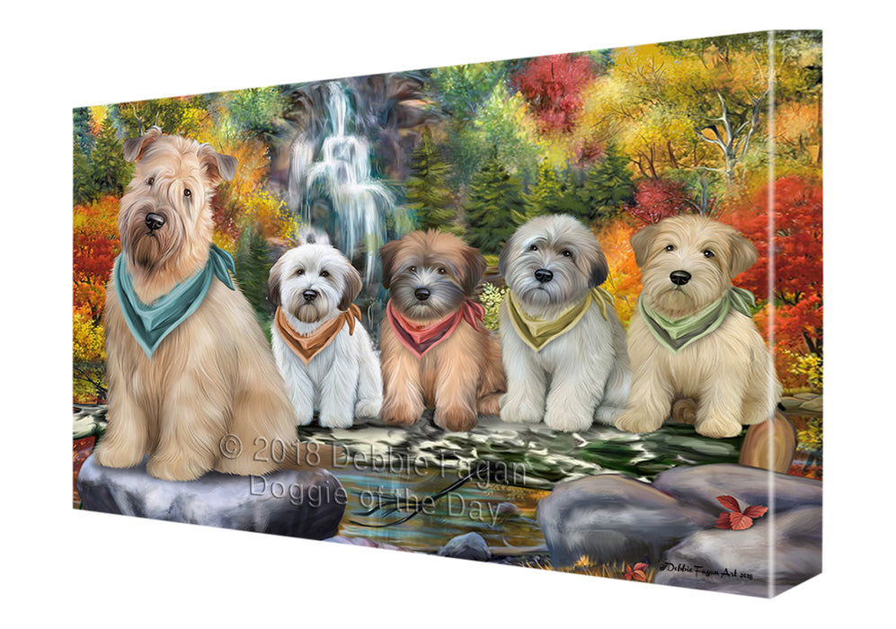 Scenic Waterfall Soft-Coated Wheaten Terriers Dog Canvas Wall Art CVS67867