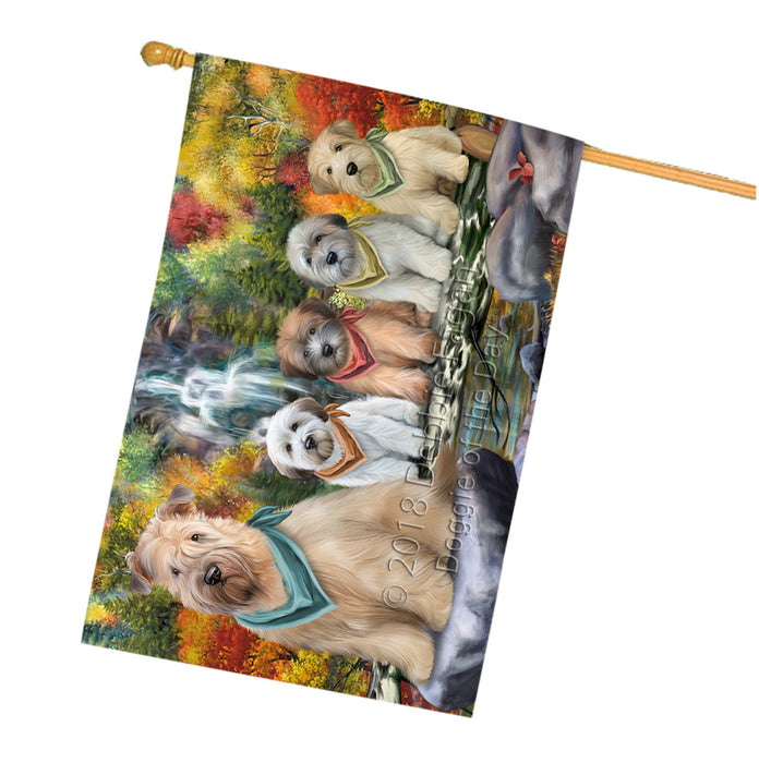 Scenic Waterfall Soft-Coated Wheaten Terriers Dog House Flag FLG50200