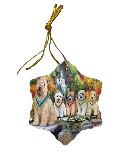 Scenic Waterfall Soft-Coated Wheaten Terriers Dog Star Porcelain Ornament SPOR50175
