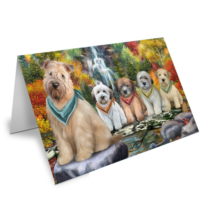 Scenic Waterfall Soft-Coated Wheaten Terriers Dog Handmade Artwork Assorted Pets Greeting Cards and Note Cards with Envelopes for All Occasions and Holiday Seasons GCD54578