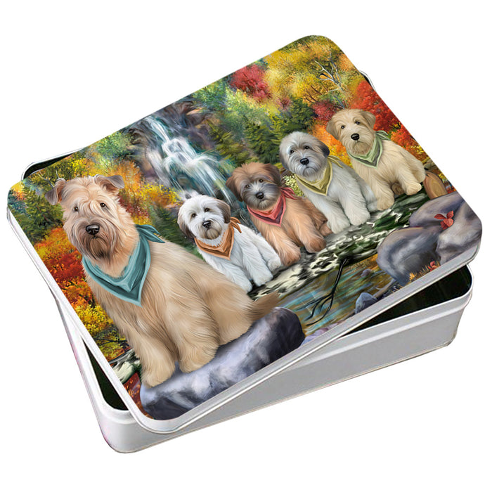 Scenic Waterfall Soft-Coated Wheaten Terriers Dog Photo Storage Tin PITN50183