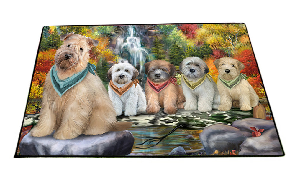 Scenic Waterfall Soft-Coated Wheaten Terriers Dog Floormat FLMS50373