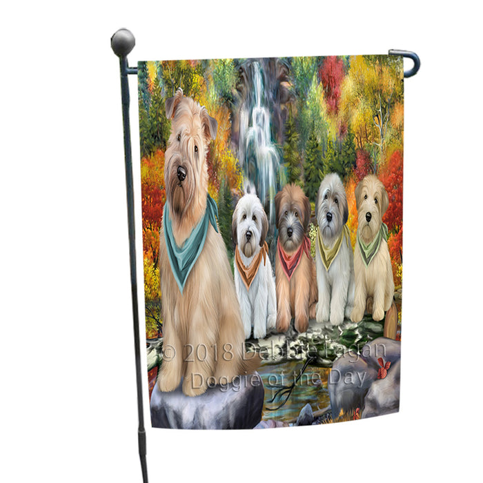 Scenic Waterfall Soft-Coated Wheaten Terriers Dog Garden Flag GFLG50064