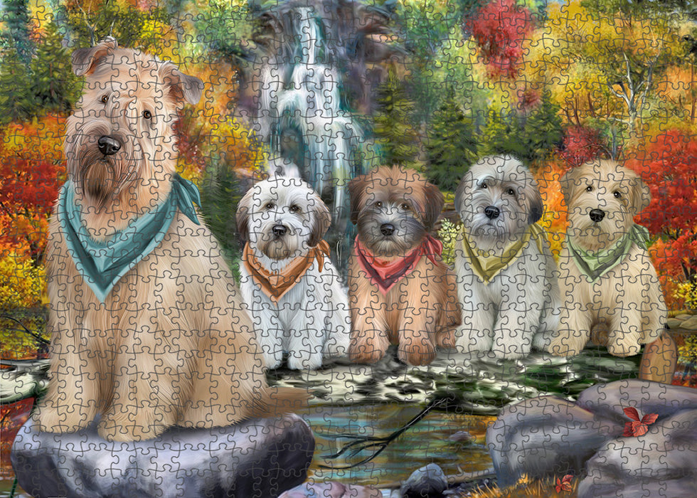 Scenic Waterfall Soft-Coated Wheaten Terriers Dog Puzzle with Photo Tin PUZL54411