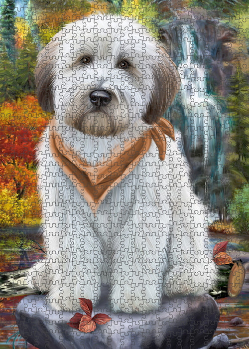 Scenic Waterfall Soft-Coated Wheaten Terrier Dog Puzzle with Photo Tin PUZL54414