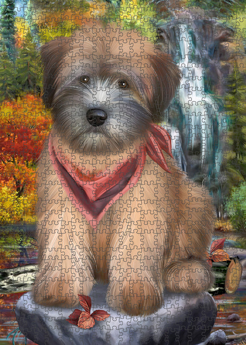 Scenic Waterfall Soft-Coated Wheaten Terrier Dog Puzzle with Photo Tin PUZL54417
