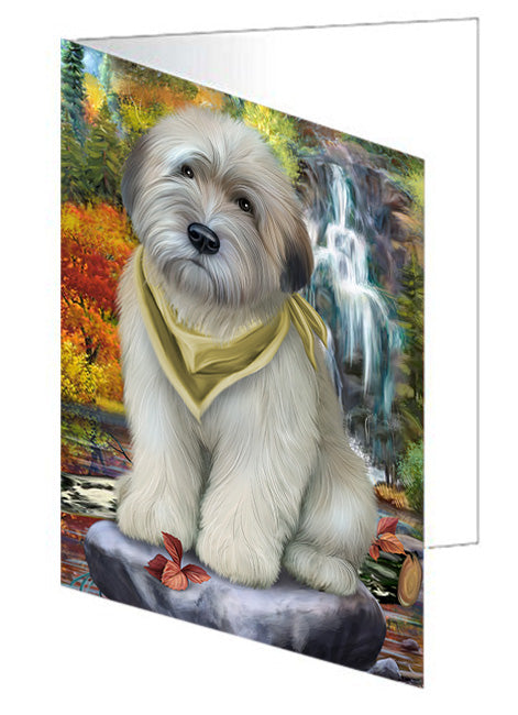 Scenic Waterfall Soft-Coated Wheaten Terrier Dog Handmade Artwork Assorted Pets Greeting Cards and Note Cards with Envelopes for All Occasions and Holiday Seasons GCD54587