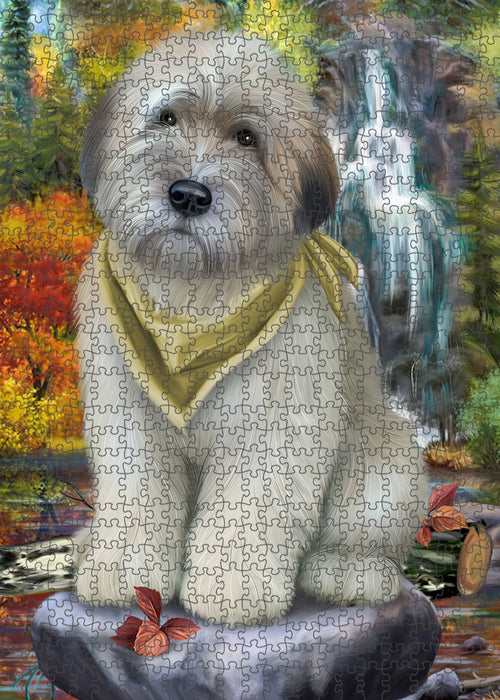 Scenic Waterfall Soft-Coated Wheaten Terrier Dog Puzzle with Photo Tin PUZL54420