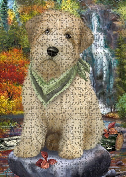 Scenic Waterfall Soft-Coated Wheaten Terrier Dog Puzzle with Photo Tin PUZL54423