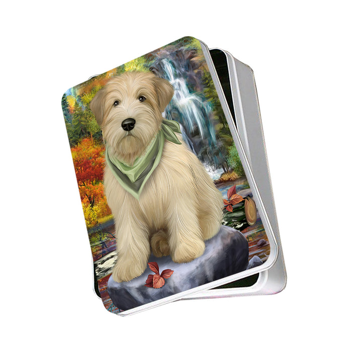 Scenic Waterfall Soft-Coated Wheaten Terrier Dog Photo Storage Tin PITN50187
