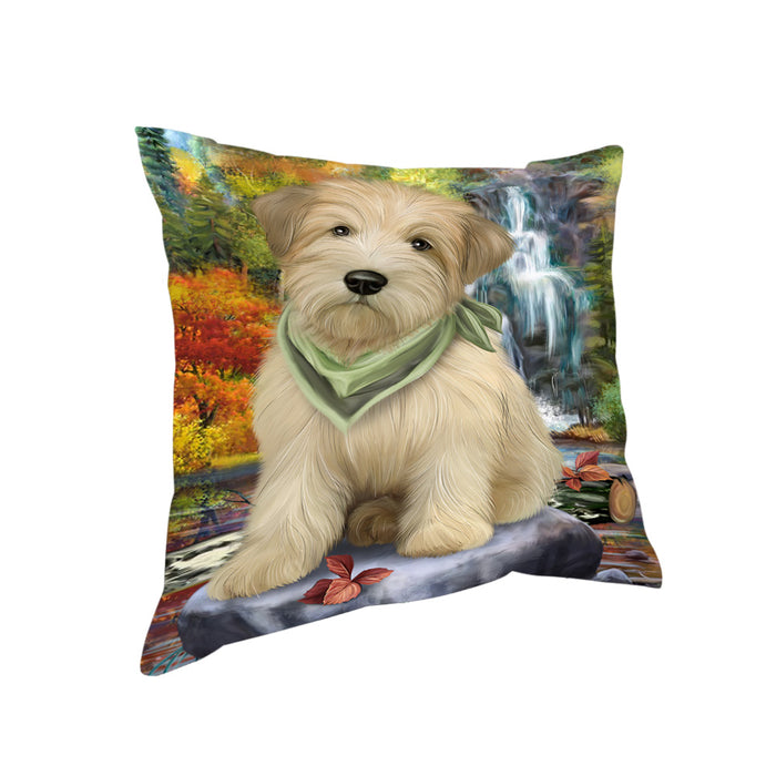 Scenic Waterfall Soft-Coated Wheaten Terrier Dog Pillow PIL56812