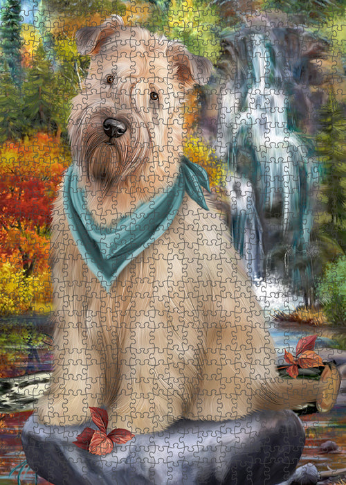 Scenic Waterfall Soft-Coated Wheaten Terrier Dog Puzzle with Photo Tin PUZL54426