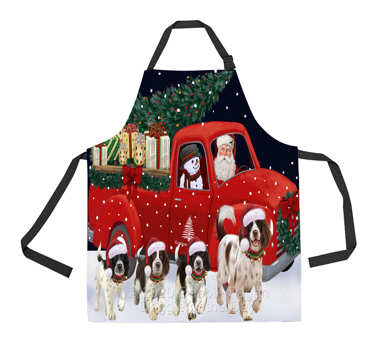 Christmas Express Delivery Red Truck Running Springer Spaniel Dogs Apron Apron-48156