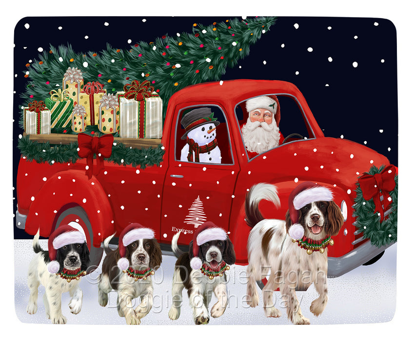 Christmas Express Delivery Red Truck Running Springer Spaniel Dogs Blanket BLNKT141968