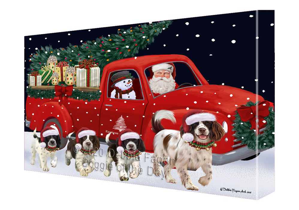 Christmas Express Delivery Red Truck Running Springer Spaniel Dogs Canvas Print Wall Art Décor CVS146366